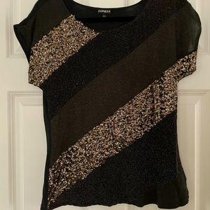 Express short sleeve sequin shirt.